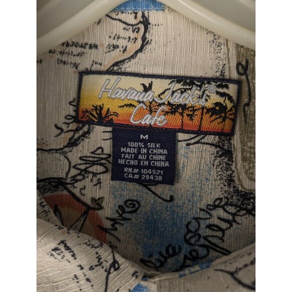 Havana Jacks Cafe Silk Hawaiian Short Sleeve Men Medium Button Up Shirt St Barts - Picture 5 of 8